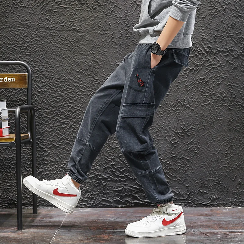 Мужские повседневные джинсы классические синие джинсовые брюки шаровары одежда