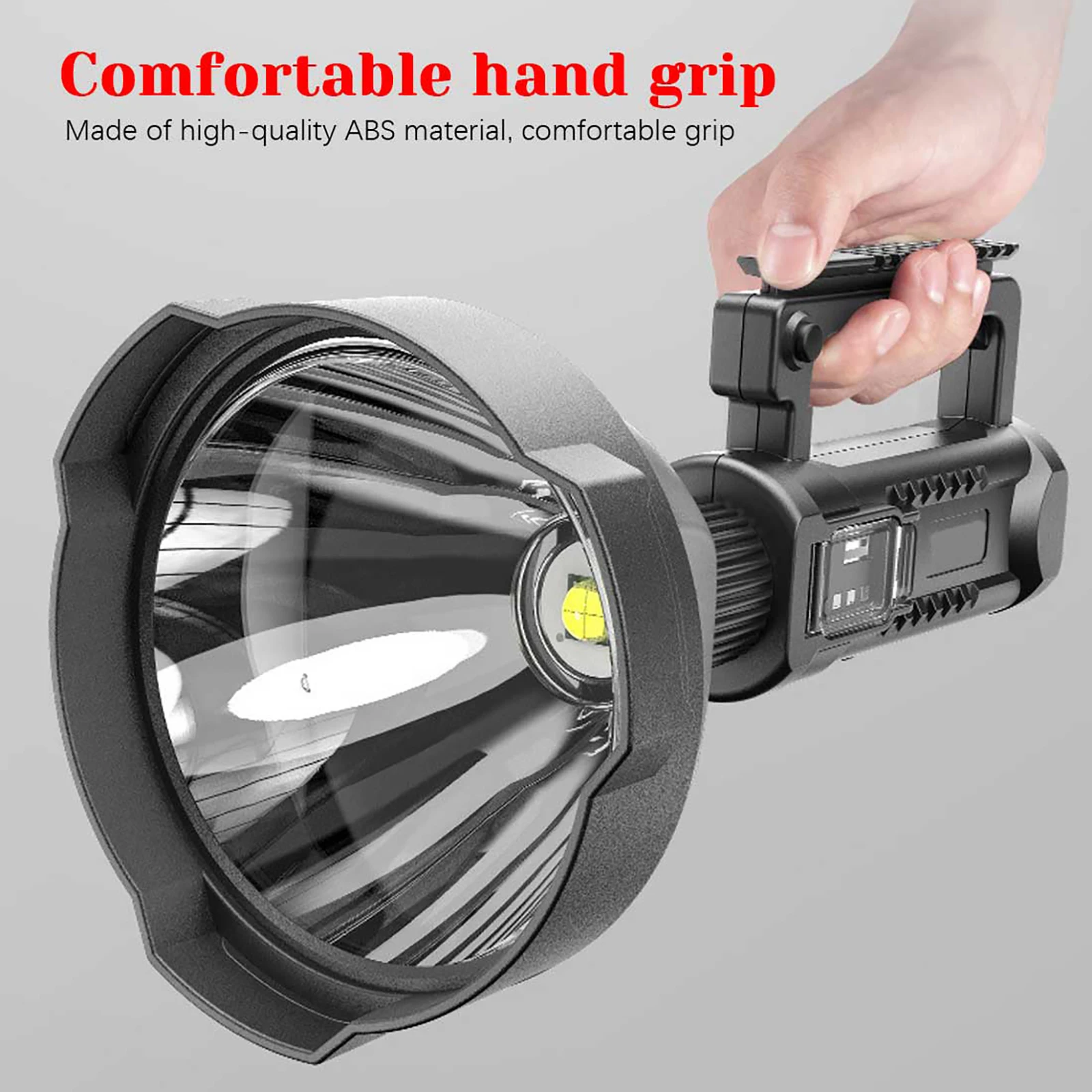 

USB Rechargeable Powerful LED Flashlight Portable Torch Searchlight Waterproof Spotlight with Base Fishing Light Lantern