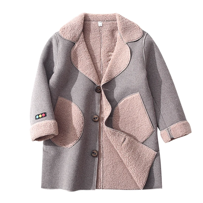 Детское повседневное шерстяное пальто сезон осень-зима Красивая бархатная