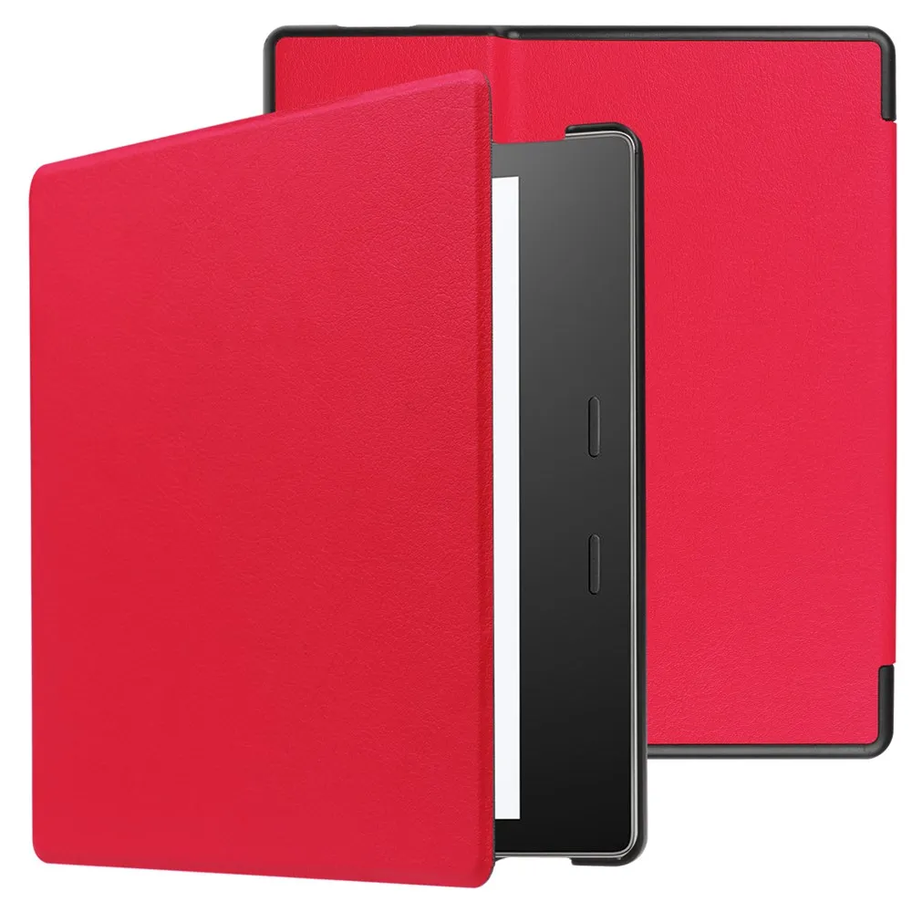Для Amazon Kindle Oasis 3 7,0 Чехол Smart Wake Up Флип кожаный чехол для Amazon Kindle Oasis 2 7,0 сплошной цвет - Цвет: Красный