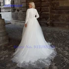 Женское свадебное платье It's yiiya, белое элегантное платье с длинным рукавом, круглым вырезом, аппликацией и шлейфом на лето 2019