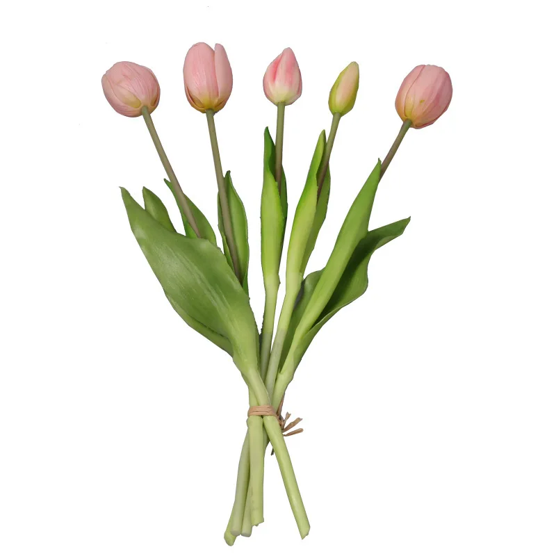 5pcs Artificial Tulip Flowers Single Long Stem Bouquet 40cm Wedding Fake Flower Home Decor Real Touch Simulation Plant | Дом и сад