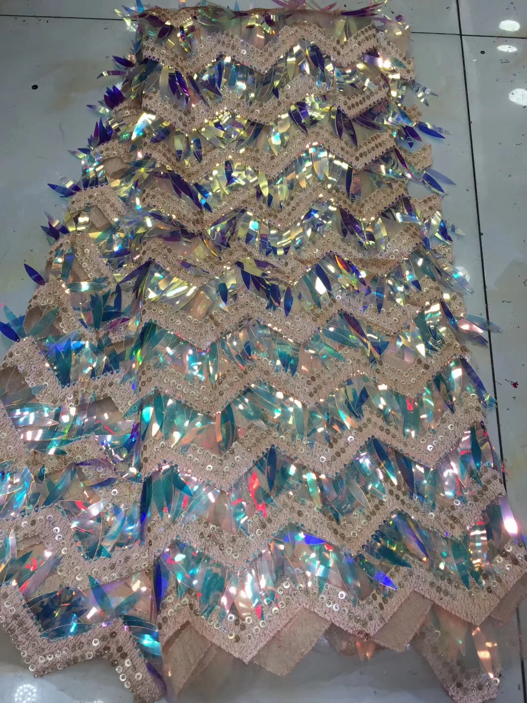 

2021 High Quality Guipure French Lace Tulle Nigerian Lace Fabrics For Wedding Embroidered Sequins African Lace Fabric X18181