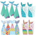 10 шт., бумажная коробка с хвостом Русалочки, подарочные пакеты, коробки для попкорна, Русалочки, украшения для дня рождения, для девочек, детские принадлежности для душа