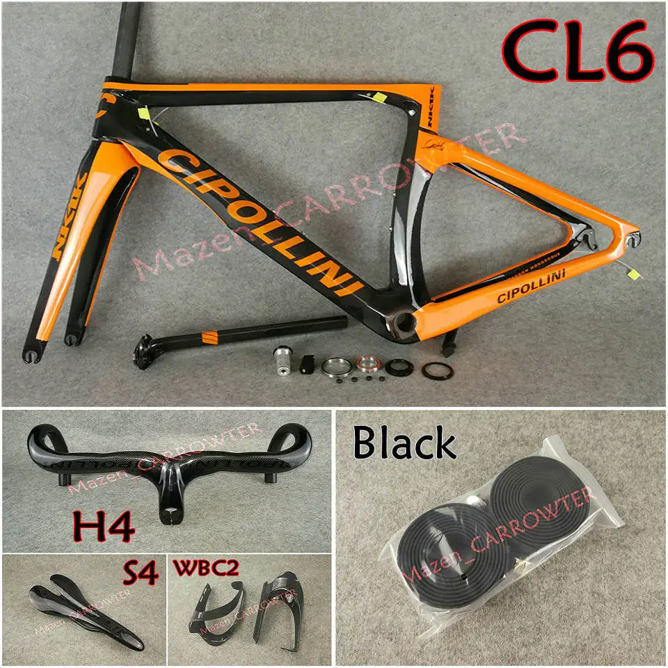 Package 2 Оранжевый черный T1000 3K MCipollini NK1K карбоновая дорожная рама Cipollini карбоновый руль седло бутылки воды Клетки упакованы для продажи - Цвет: Package 2