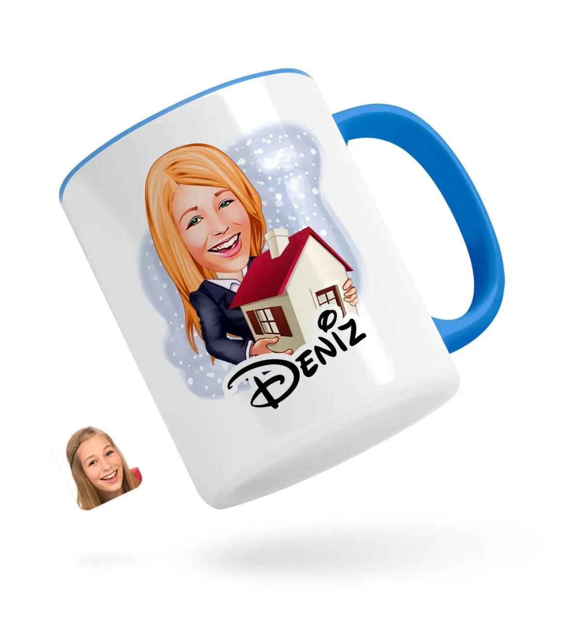 

Персонализированные Для женщин 'S агент по недвижимости карикатура синего кружка Bardak-1