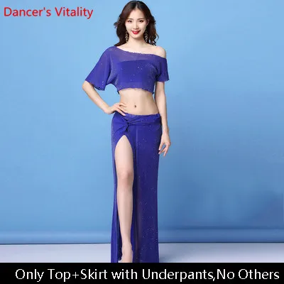 Top Skirt as Photo Женская одежда для танца живота, новая пряжа, Сексуальные Восточные Индийские танцы, топ, юбка, комплект, летняя одежда для начинающих, одежда для сцены - Цвет: Top Skirt as Photo