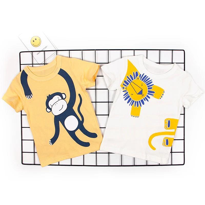 

T-Shirts Monkey Boys Kids Tee Children T Shirt Lion Cartoon Animals Short Sleeves Summer Tops Clothing Toddler 2-8 Years