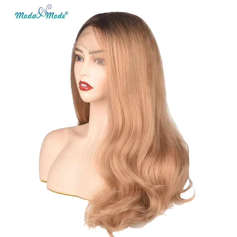 Парик Moda & Mode 20 ”с Омбре светлые волнистые синтетические кружевные передние