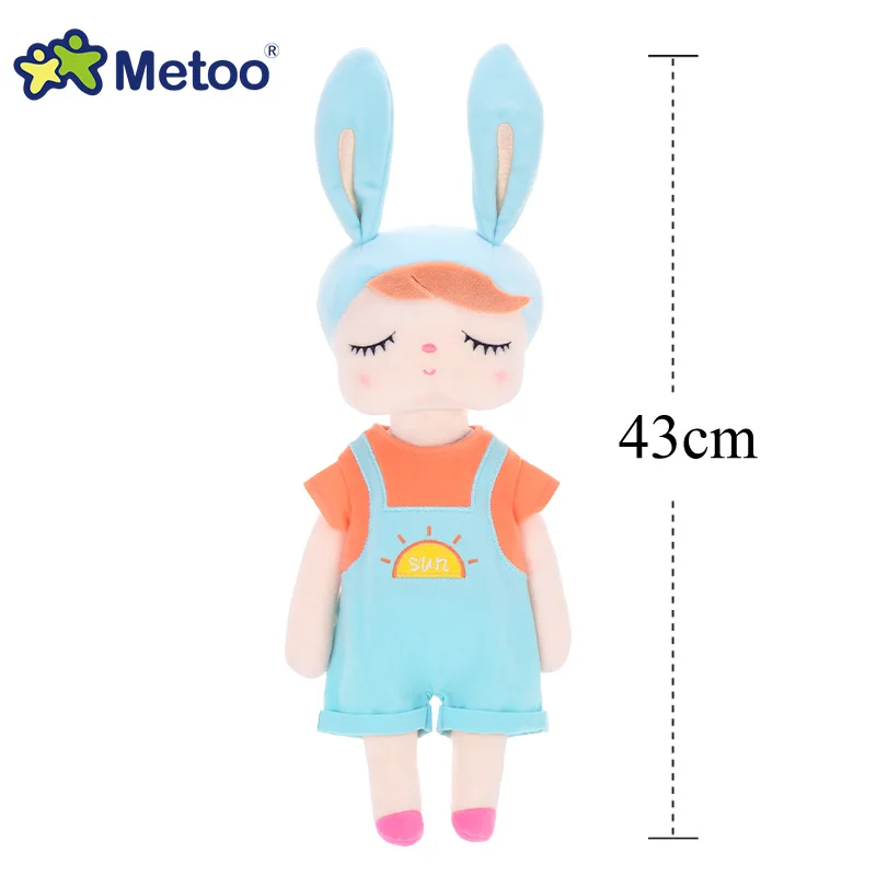 43cm blue shorts Metoo кукла Анджела мягкий Игрушечный Кролик мягкие Животные плюшевые игрушки «кролик» Фруктовые Куклы для детей детская одежда для девочек и мальчиков рождественские подарки на день рождения - Цвет: 43cm blue shorts