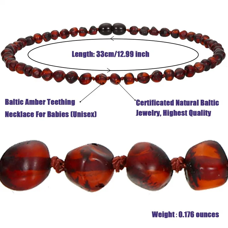 

Baltic Ambers Teething Necklace/Bracelet for Baby/Adult Anti Inflammatory, Drooling Highest Quality Certified Raw Ambers Jewelry