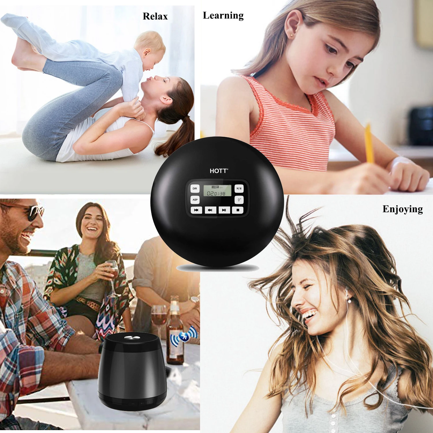 2019 HOTT bluetooth4.1cd-плеер со светодиодным дисплеем защита от пропуска анти-шок