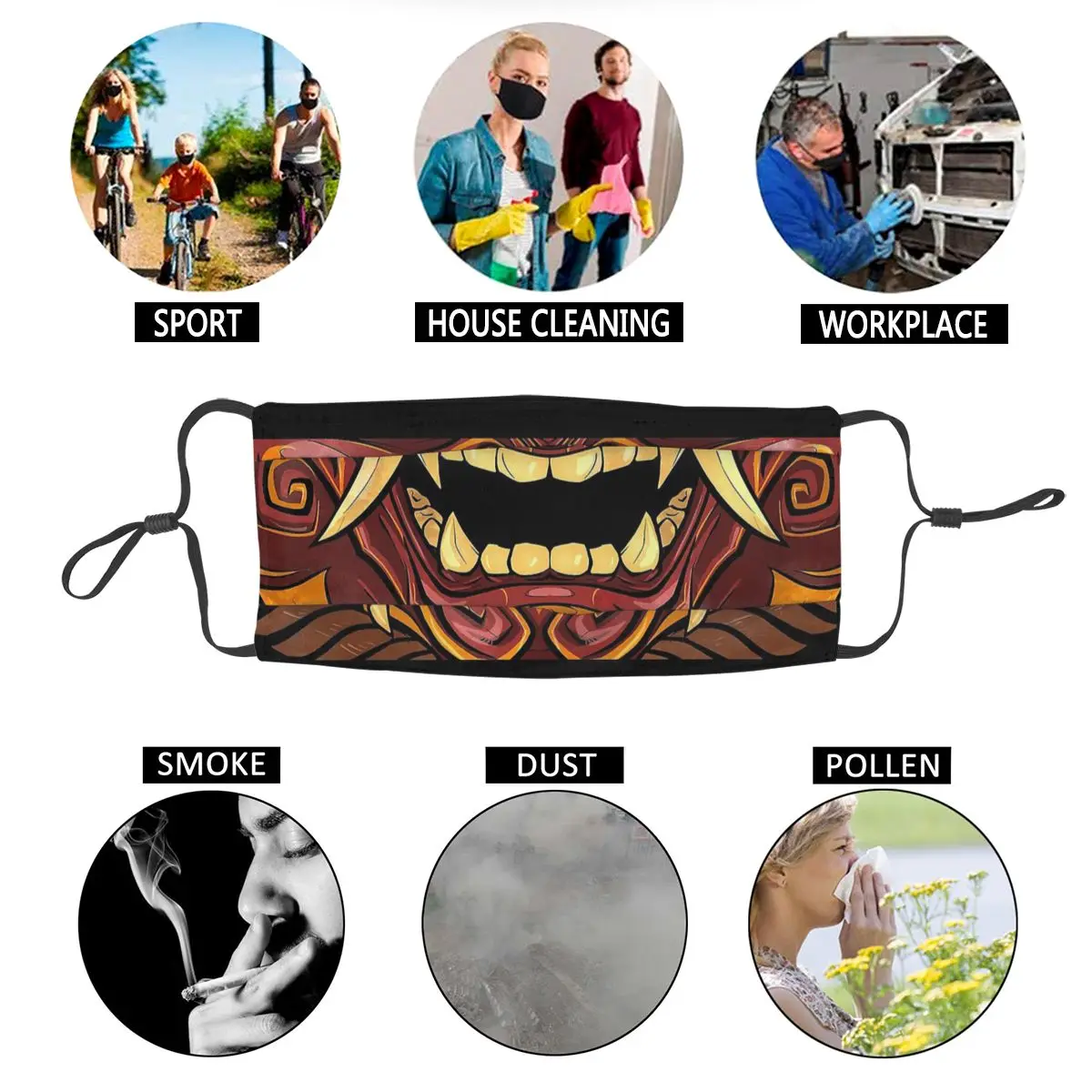 Они Япония Самурай демон защиты маска Menpo они смываемая защитный респиратор