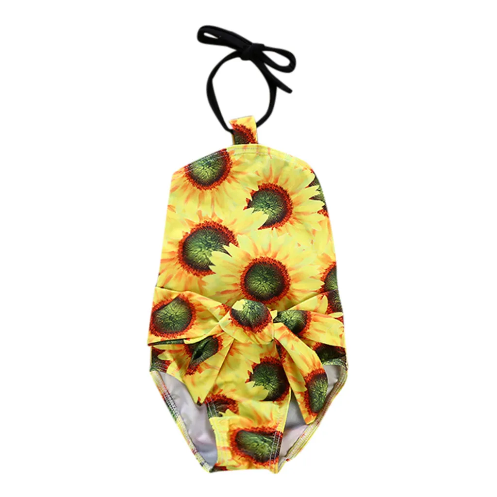 Новинка Модный летний купальник для маленьких девочек жилет с бантом и принтом