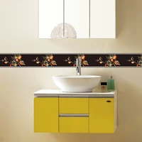 pvc self adhesive 3d wall sticker border kitchen bathroom skirting line sticker removable modern tile wallpaper waterproof decor