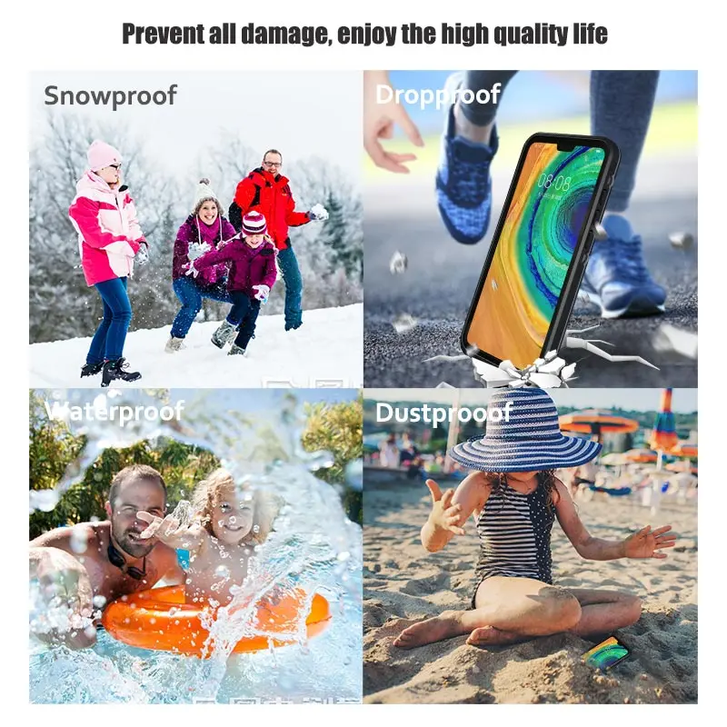 Водонепроницаемый чехол для huawei mate 30 mate 30 Pro, противоударный чехол для huawei mate 20 Pro, прозрачный 360 чехол с полной защитой