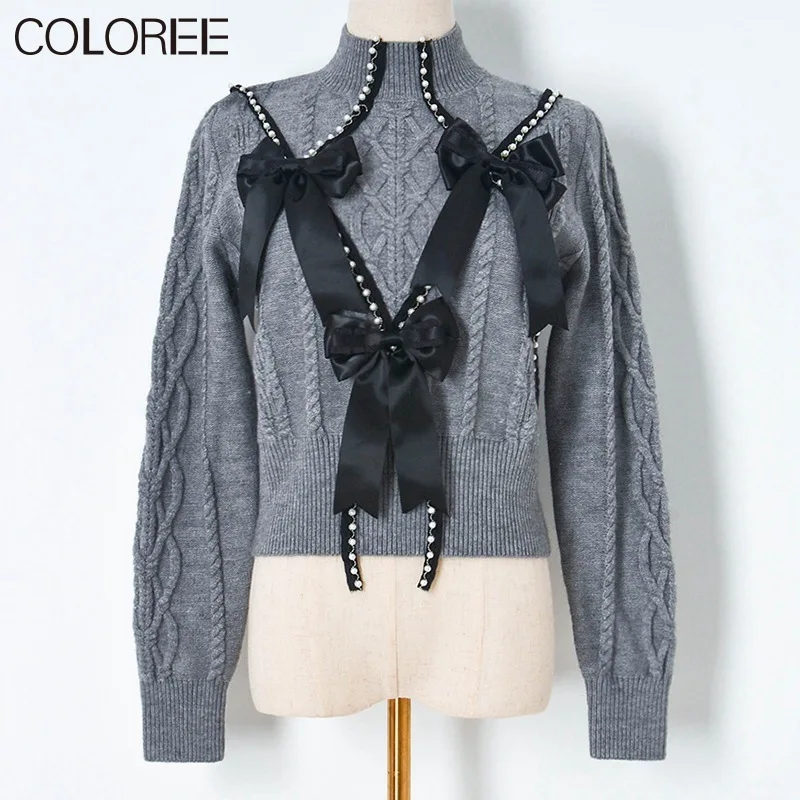 

Женский осенне-зимний вязаный свитер с воротником «хомут»