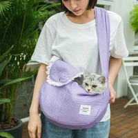 outdoor cat bag dog bag breathable cat carrier sling pet pouch kitten travel handbag single shoulder front cover puppy suppliers