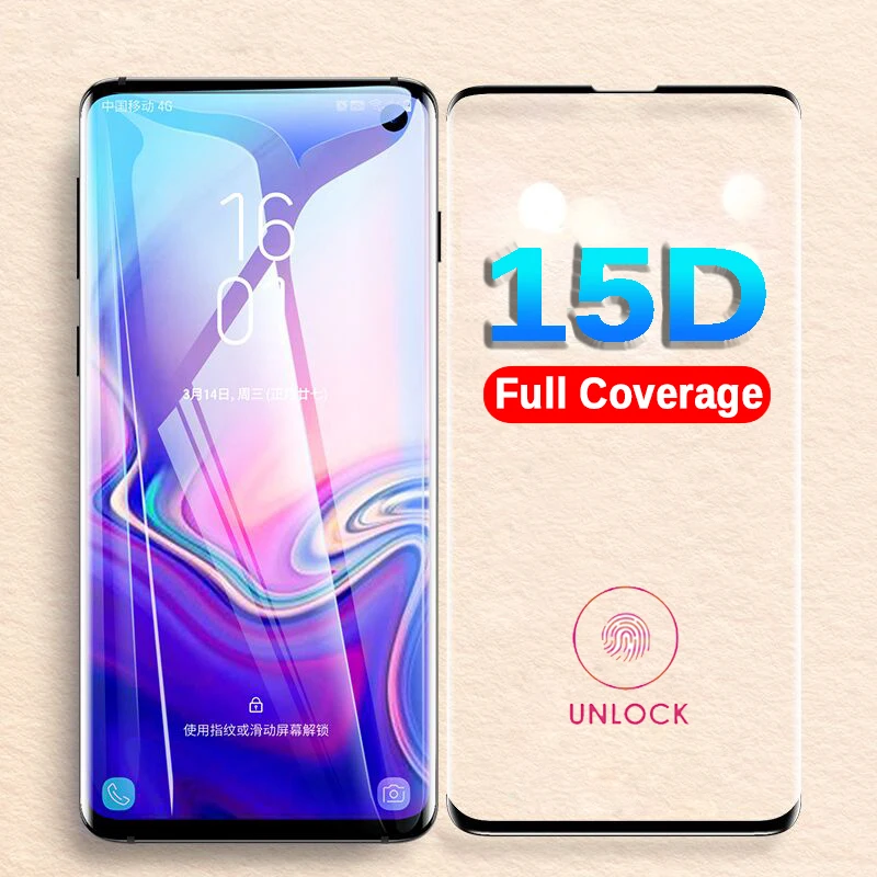 15D закаленное стекло для Samsung Galaxy S10 S10e + Защитное экрана Samung Note 10 Pro Plus E