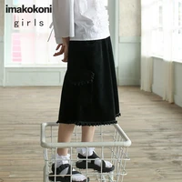 imakokoni black cropped wide leg pants womens original design corduroy loose casual all match casual