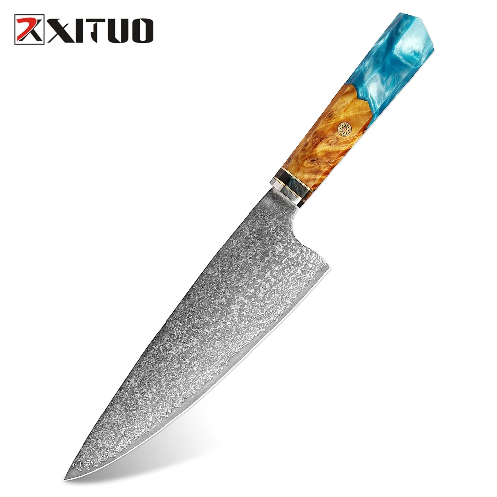 

XITUO 8-дюймовый японский нож мясника из дамасской нержавеющей стали, Профессиональный кухонный нож мясника, ультра острые лезвия, кухонный ше...