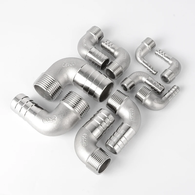 

3/8'' BSP Male Thread x 8mm 304 Stainless Steel Elbow Connector Barb Hose Tail Reducer Pagoda Joint Coupling Pipe Fitting