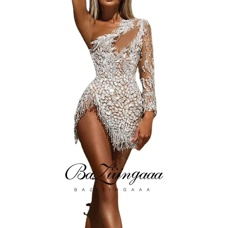 

BAZIIINGAAA Luxury Cocktail Dresses Long Woman Gown Beaded Sequins Robes de cocktail Parties Bride Dress Prom Party Gowns