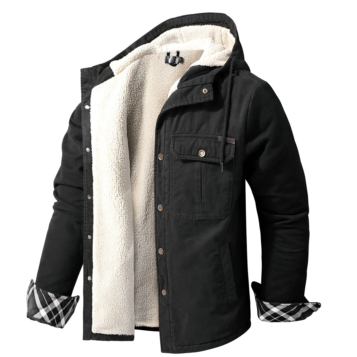 

GECKO PaPa Mens Lamb Velvet Jacket Winter Fleece Thick Warm Windbreaker Jacket Male Casual Hooded Coat Clothing Plus Size S-2XL