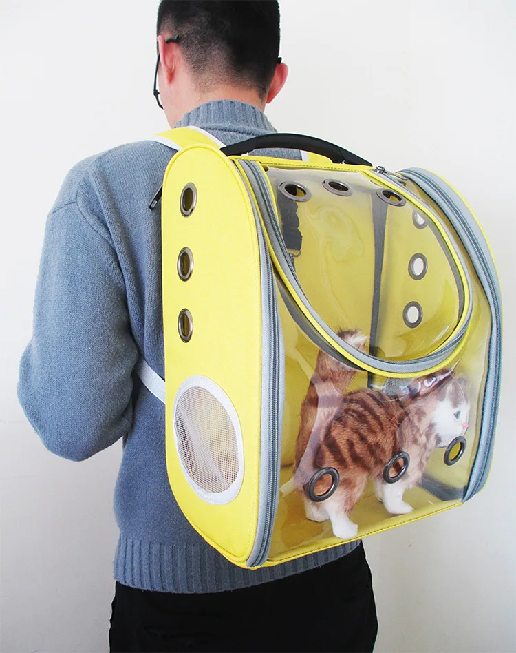 

New Pet Bag Foldable Nylon Pure Transparent Backpack Breathable Dog Cat Wholesale Carrier Accessories For Travel Transporte