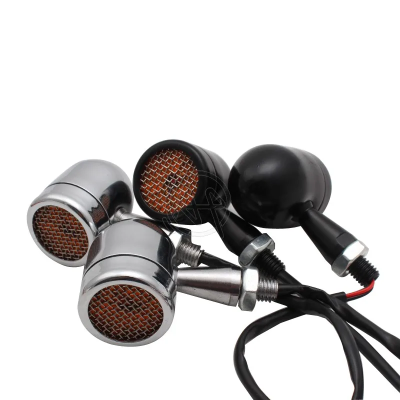 

Motorcycle 1 Pair 10mm Black/Chrome Flashing LED Brake Blinker Light Turn Signal For Harley Cruiser Chopper Indicator Light Lamp