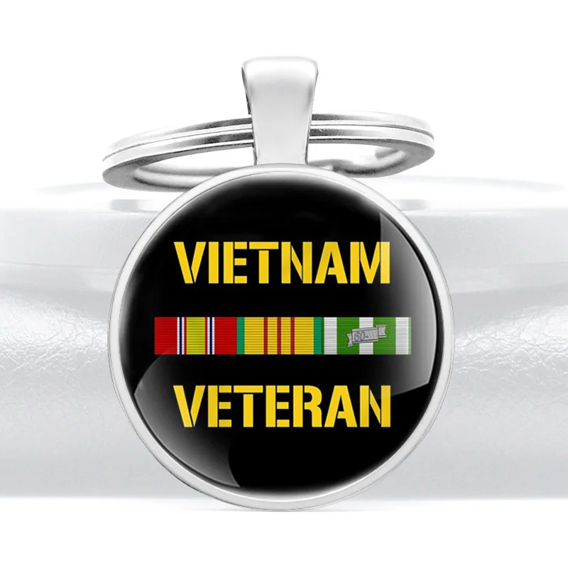 Вьетнам Veteran Design Black стеклянный купол для ключа цепи мужские женские брелки |