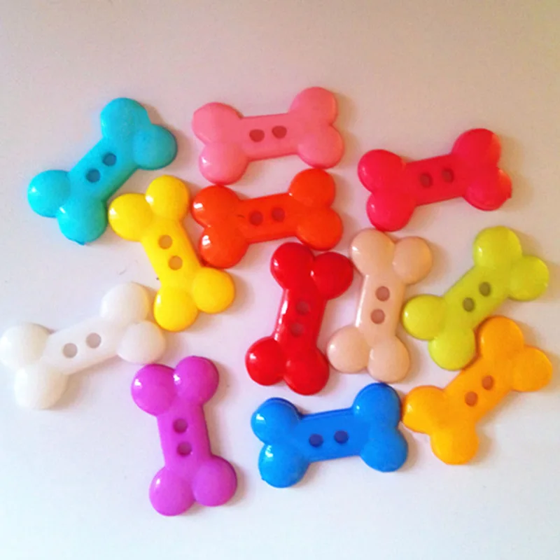 

100Pcs Handicraft DIY Accessories Clothes Scrapbooking Decorative Sewing Buttons 10*18mm Bone Shaped Mixed Colors