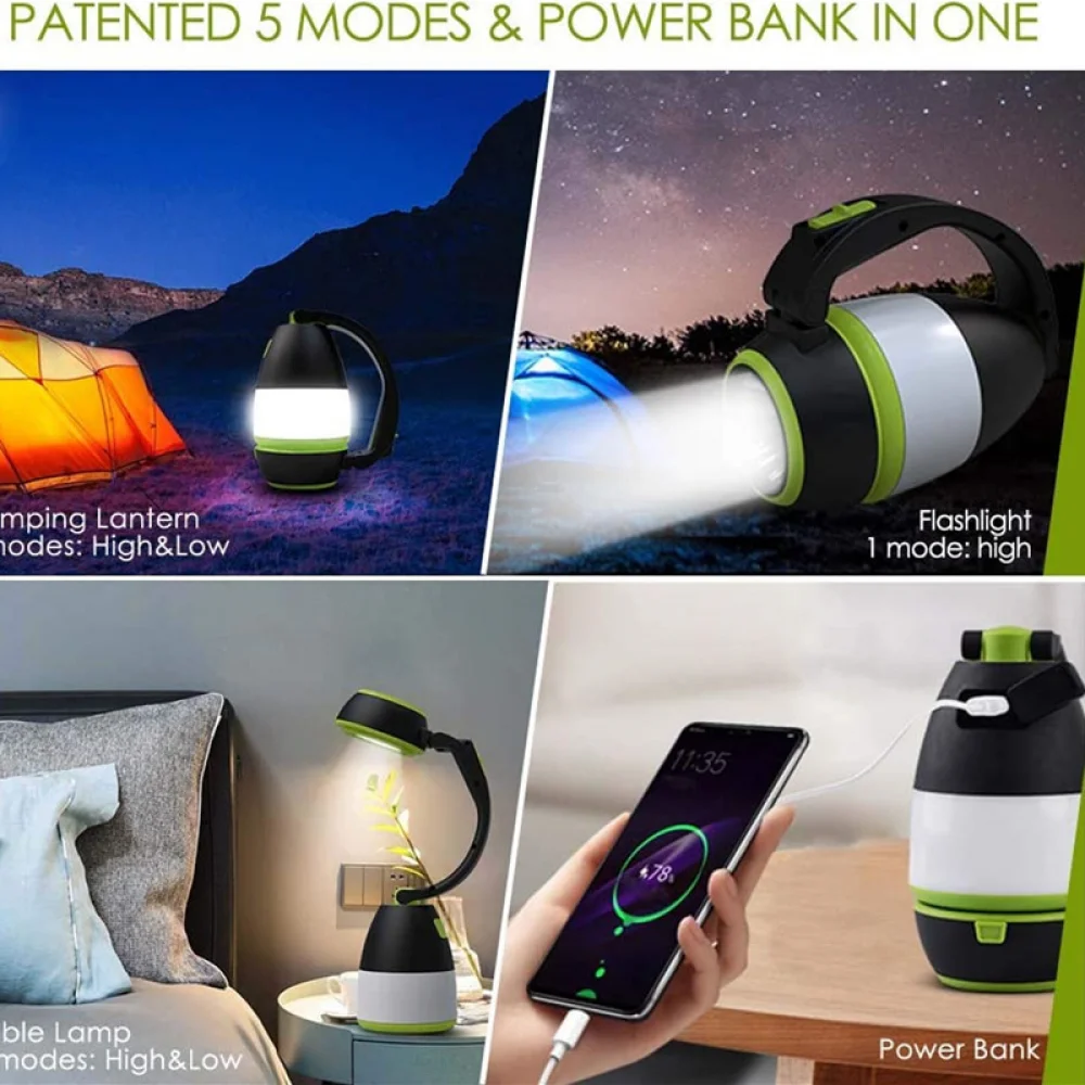 

Multi Function Outdoor Camping Lantern Flashlight Led Usb Rechargeable 3 In1 Flashlight Table Desk Lamp Power Bank Output