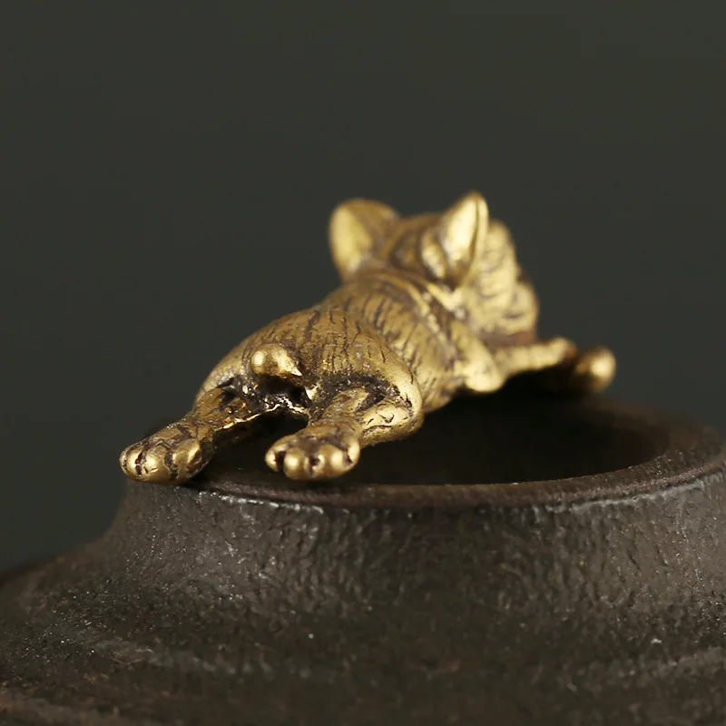 Цельные латунные милые Подвески с собаками для брелоков Lucky Dog Bone автомобильные