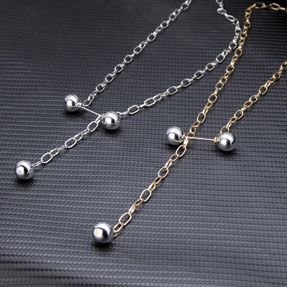 

Hip Hop Sliver Bead Pendant Necklace Gold silver Link chain Accessories For Women Exquisite Jewelry Necklace Girl Gift
