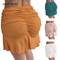 2021 european and american summer short skirt female solid color sexy nightclub high waist slim mini skirt