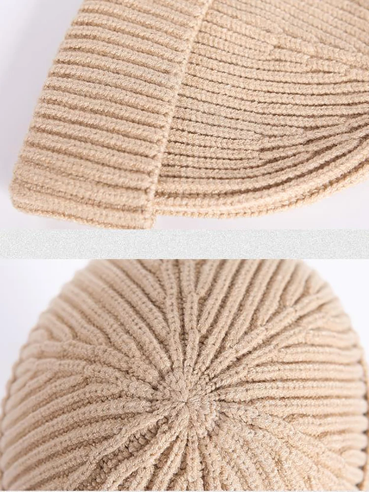 Knitted Hats for Women Skullcap Men Beanie Hat Winter Retro Brimless Baggy Melon Cap Cuff Docker Fisherman Beanies Hats For Men images - 6