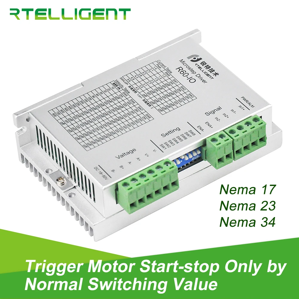 Rtelligent Nema17 Nema23 Nema34 R60-IO шаговый привод Драйвер шагового двигателя AC DC драйвер для CNC