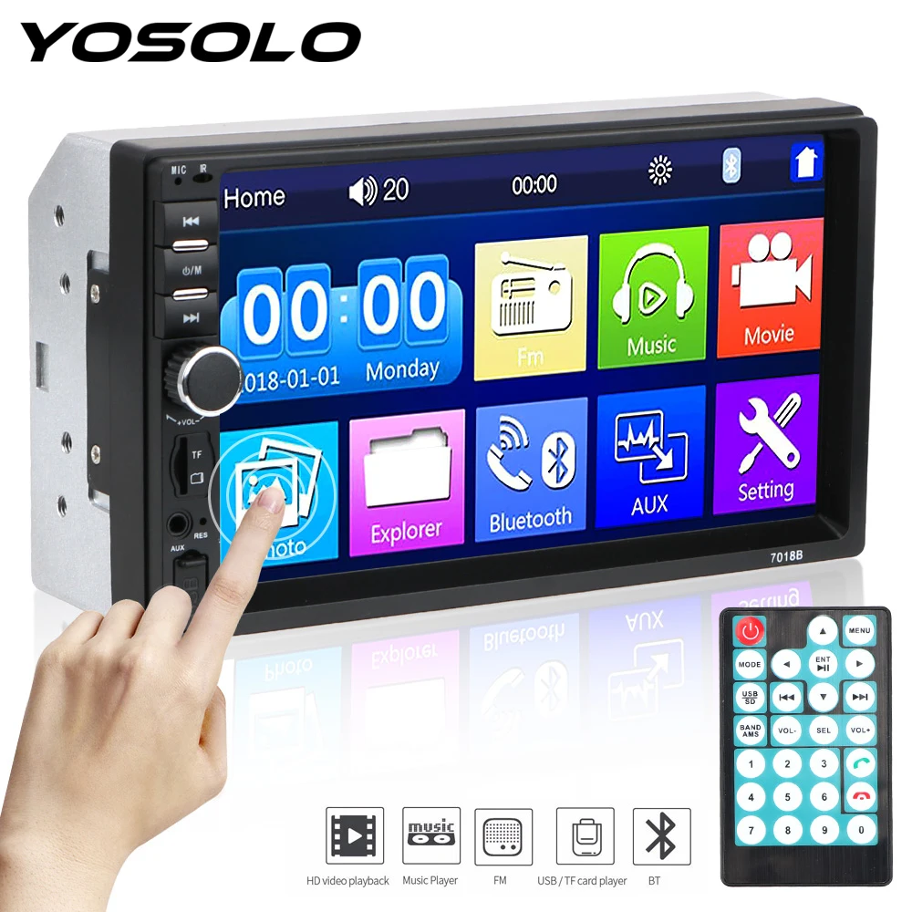 Автомобильный мультимедийный плеер YOSOLO 7010B /7012B/7018B MP5/FM с 7 "сенсорным экраном