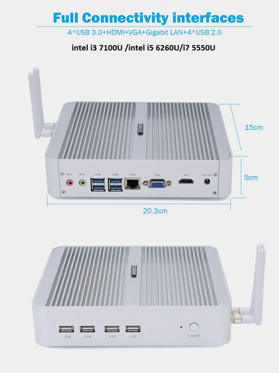 Kaby Lake Core i5 7200U Мини ПК Windows i3 7100U HDMI+ VGA, мини-ПК i3 i5 minipc 4K HTPC Intel HD graphics 620 микро ПК Windows 10