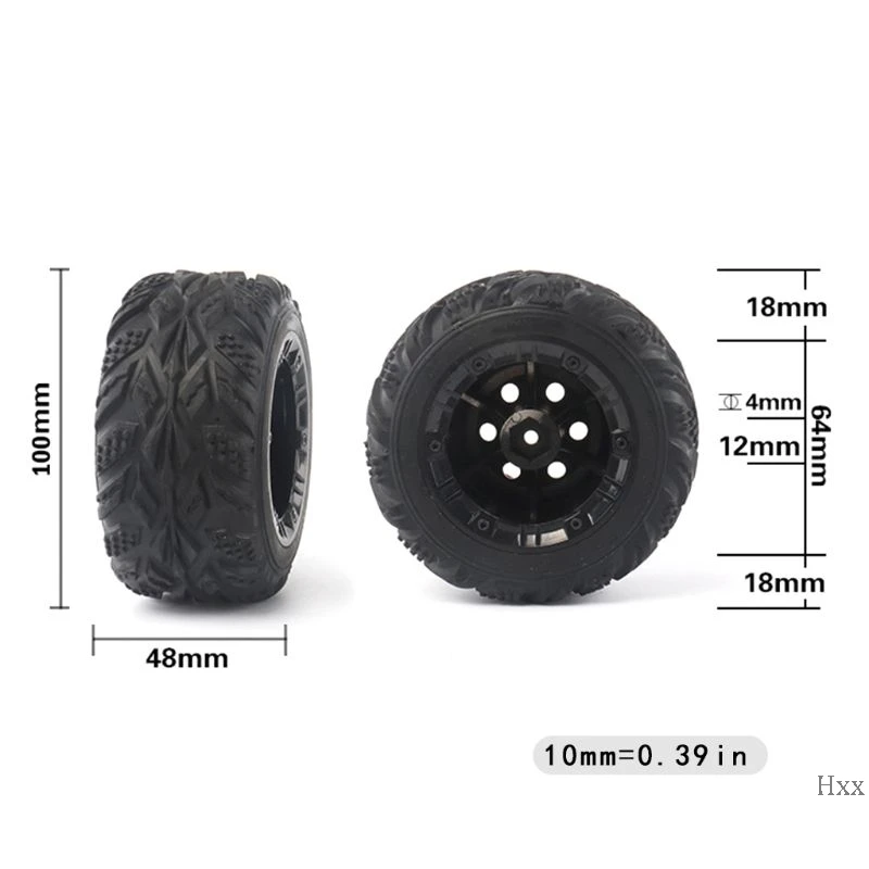 

New 2 pcs 100mm Speed Car Tire Wheel Wheels Auto Upgrade Parts for 1/12 RC car Wltoys 12428 FY-03