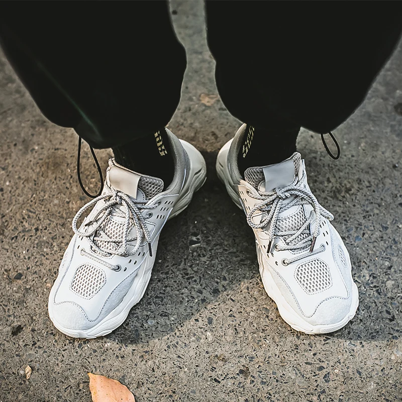 Мужские кроссовки с толстой подошвой повседневные на шнуровке увеличивающие