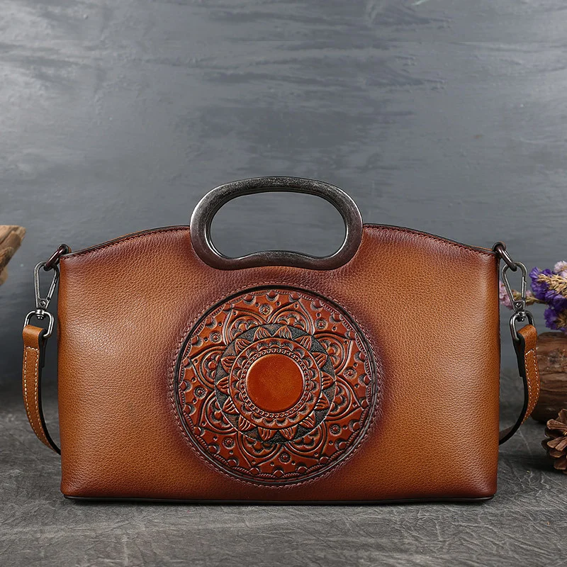 

Messenger bag women's new 2021 handbag totem leather large capacity women's autumn and winter one shoulder versatile