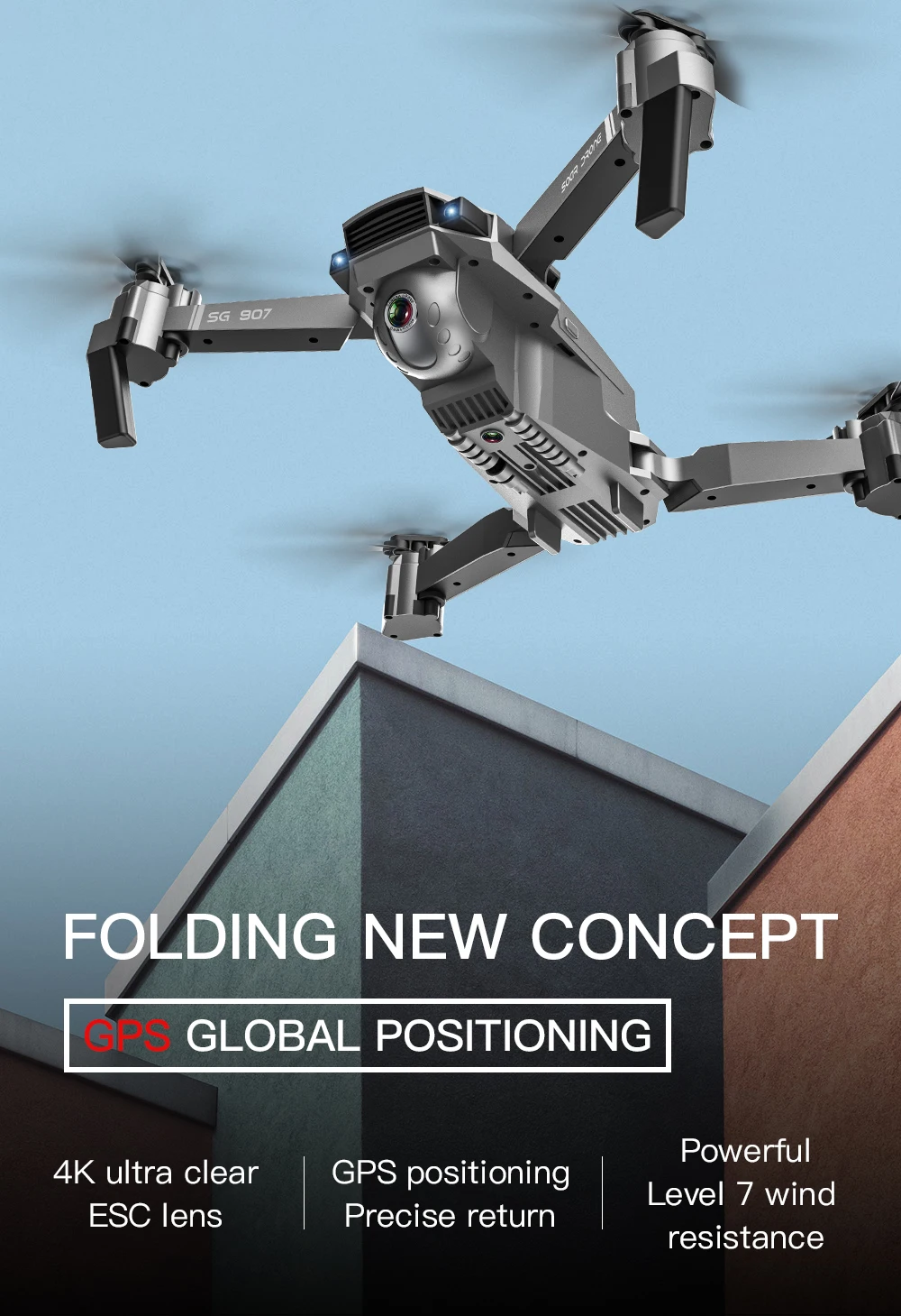 SG907 GPS Drone с 4K HD Регулировочная камера Широкоугольный 5G WIFI FPV RC Quadcopter Профессиональные складные дроны E520S E58