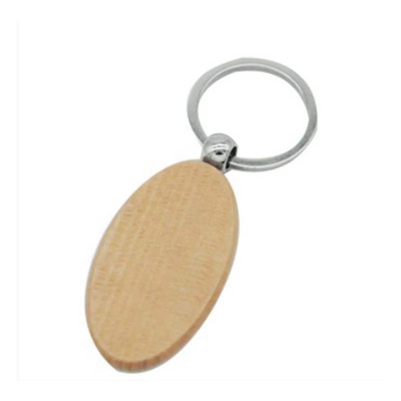 

100Pcs Blank Oval Ellipse Wooden Key Chain DIY Promotion Keychain Pendant Keyring Tags Promotional Gifts
