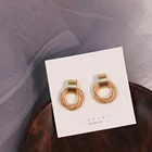 Корейские серьги для женщин 2021 Модные Винтажные сплав золота геометрический круг серьги-капли серьги женские сережки, ювелирные изделия в качестве подарка