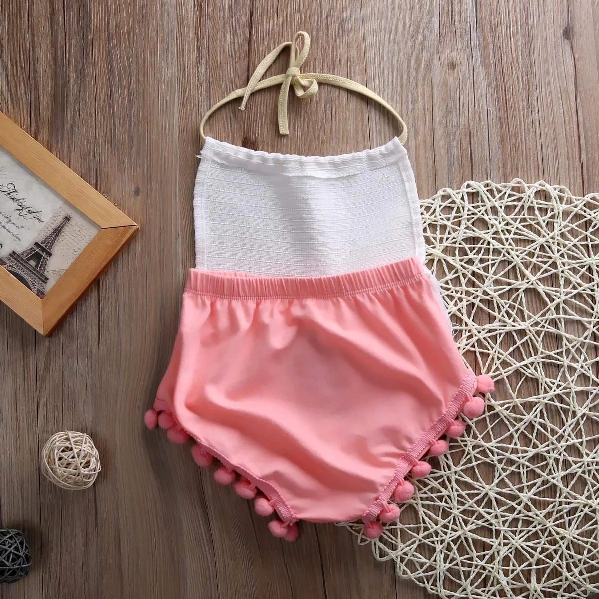

Baby Girl Clothes Newborn Toddler Baby Girls Sleeveless Tassels Strap Romper cotton halter backless Jumpsuit Outfit Clothes