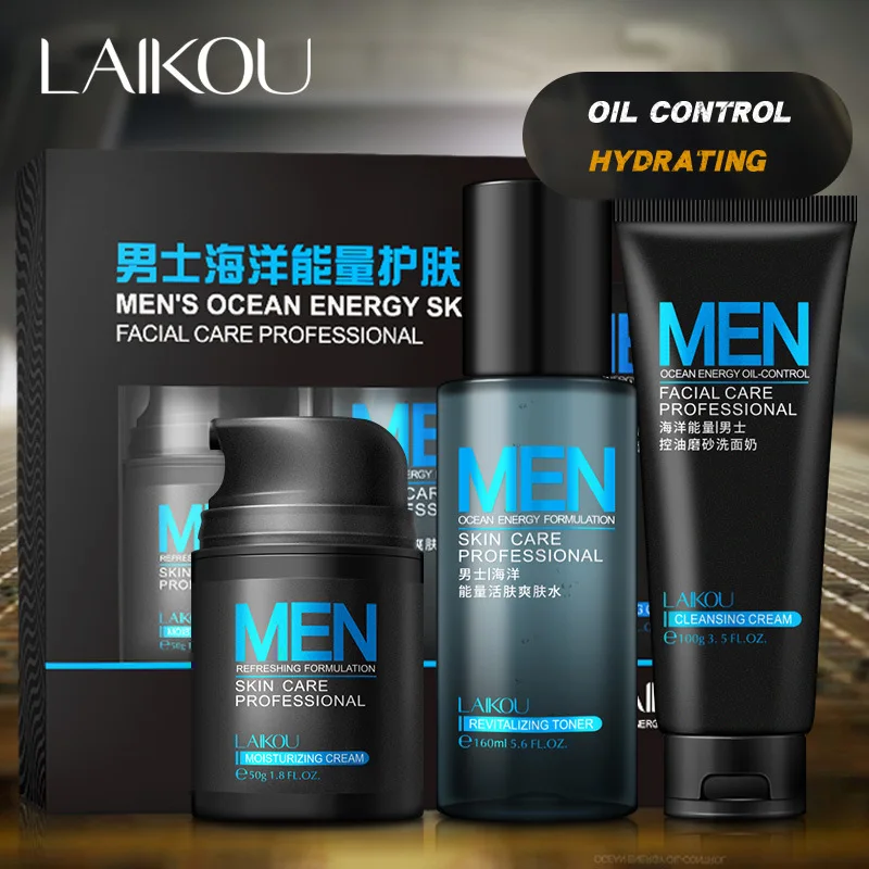 Laikou Men skin care set Face Cream Toner Skin Care Whitening Acne Treatment Moisturizing Repair Oil Control 3pcs |