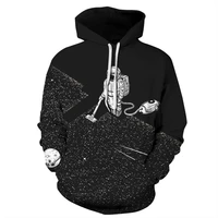 couples spring womens hooded space station astronaut digital printing long sleeve sweatshirt casual loose pullover