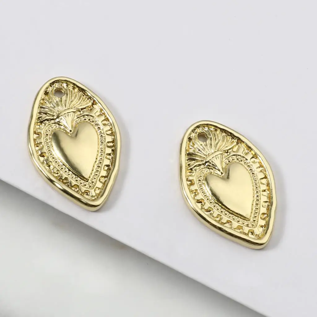 

Punk Style Valentine's Day Charms Marquise Gold Color Metal Heart Pendants DIY Making Earrings Women Jewelry 28mm x 18mm, 10PCs